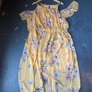 Yellow Floral High-Low Dress